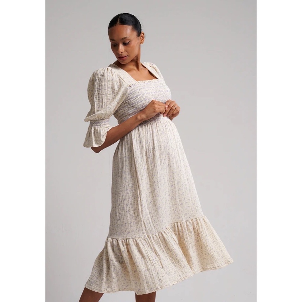 NOTHING FITS BUT Okja Smocked Floral Dress Bump Friendly ~ Small Medium